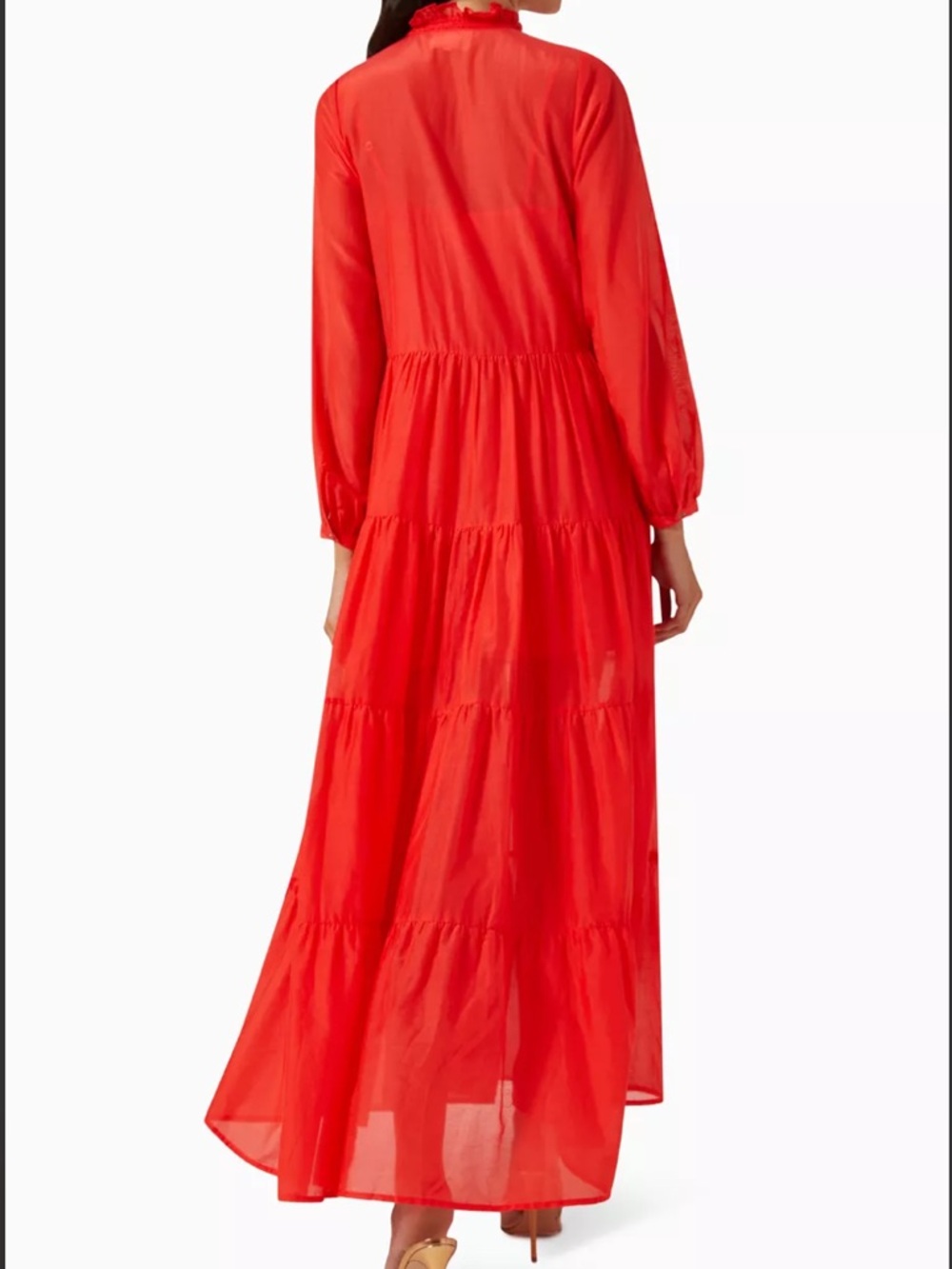 🧡NWOT BIRD & KNOLL JAMES TIERED MAXI DRESS IN COTTON-SILK BLEND SIZE M - Picture 4 of 16